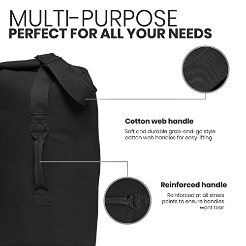 Whiteduck Top Load Canvas Folding Duffel Bag, Water Resistant Army Style Shoulder Bag For Men And Women- Gym, Sports, Travel, Hiking, Camping, Backpacking (Small 21" X 36",Black) #TOP4