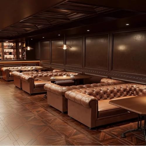 Image of Modern Classic Design Leatherette Luxury Chester Sofa Set with Button Tufted, Sofa for Living Room, Home, Office Bar, Hotel, Reaturant and Lobby (Brown, 3+1=4 Seater Sofa)
