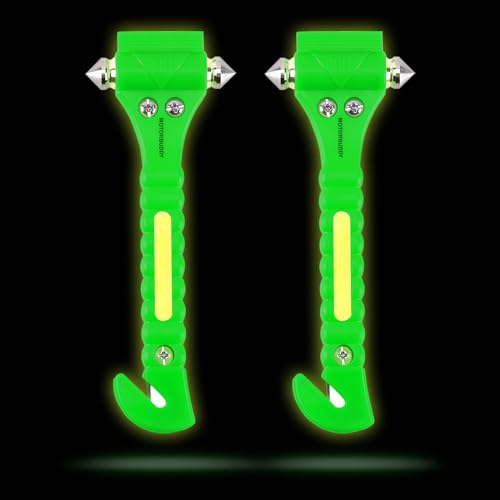 Image of MOTORBUDDY 2-Pack Car Safety Hammer Seatbelt Cutter,Auto Emengency Escape Tool with Windows Glass Breaker, Escape Tool for Car Accidents,Grow in The Dark