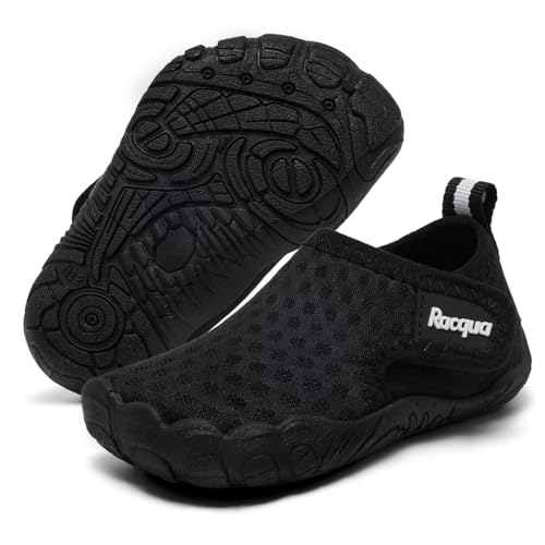 Racqua - Racqua Baby Kids Water Shoes Toddler Water Shoes Non-Slip Swim Shoes for Kids Baby Beach Black 18-24 Months Infant