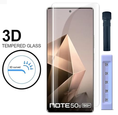 Image of FabeKee UV Tempered Glass Screen Protector For Infinix Note 50s 5G (6.78 Inch, Pack of 1) Full Adhesive UV Curved Screen Guard, Case Friendly