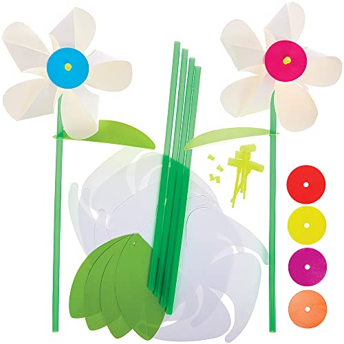 Baker Ross FX593 Kit molinillo de viento - Pack de 6, Crea tu propio molinillo de viento