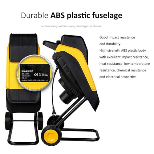 Trituratore elettrico per legno per rifiuti da giardino, potenza 2500 W, include sacchetto di raccolta