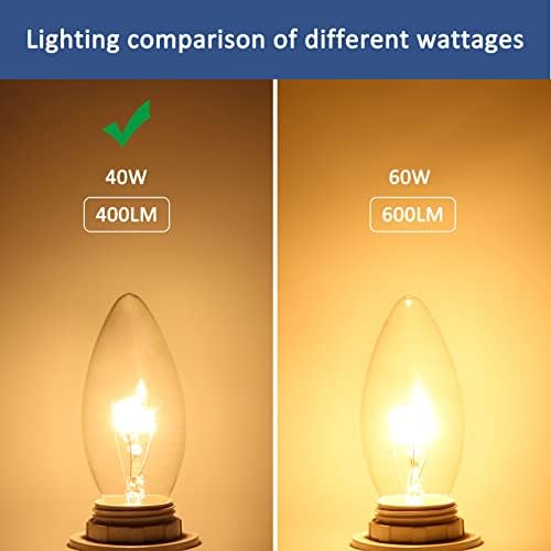6 Pack E14 40W Clear Candle Light Bulbs 240V, Dimmable C35 E14 Incandescent Bulb, Warm White 2700K, 400LM, Small Edison Screw Clear Candle Bulbs, for Ceiling Chandelier Ceiling Light