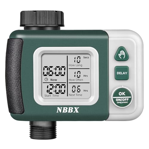 Automatic Water Timer for Garden Hose Tap, Digital Sprinkler Timer with Rain Delay, Outdoor Tap Water Timer for Lawn Garden Irrigation Watering System (Green)