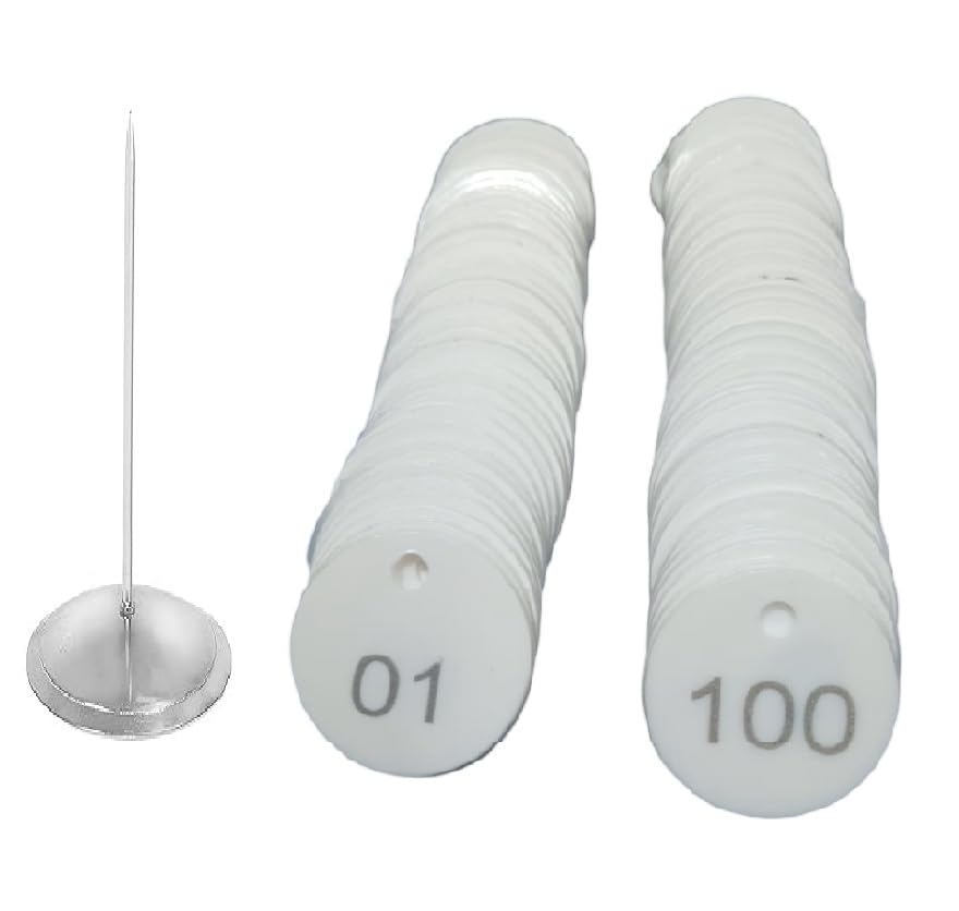 MOREL Plastic Number Token Coin 1 to 100 Print with Hole and Steel Stand, Doctor Token for CLINICS, Shops, MALLS, QUE, RESTURANT, EXIBITION (White)