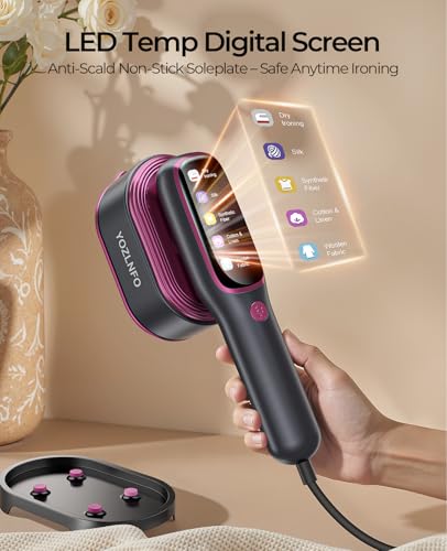 Image of Travel Steamer for Clothes Portable: 2-in-1 Handheld Garment Steamer Iron, 15s Heat Up, 5 Adjustable Steam - 1200W, 110-120V, Large Ceramic Panel, Home & Business Travel, Elegant Pink
