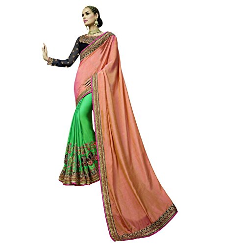 Sari de mariée vert Traditionnel Ethnique Emporium en soie fine