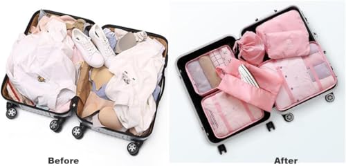 Image of Styleys Travel Packing Cubes Set of 7 with Shoe Bag, Navy Blue, S11003