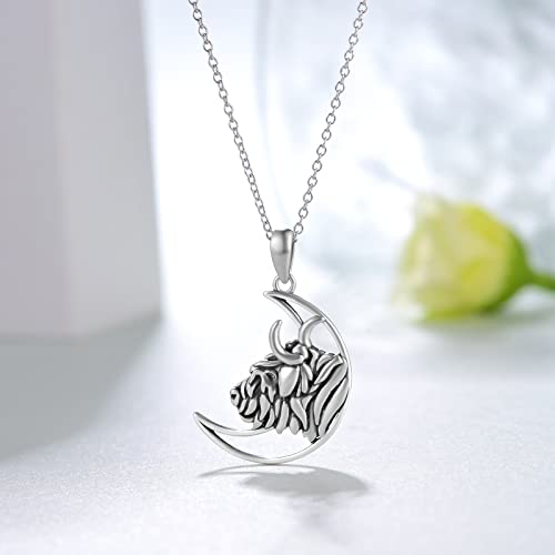 Wolf/Wolf and Girls/Raven/Highland Cow Necklace 925 Sterling Silver Necklace for Women Girls2
