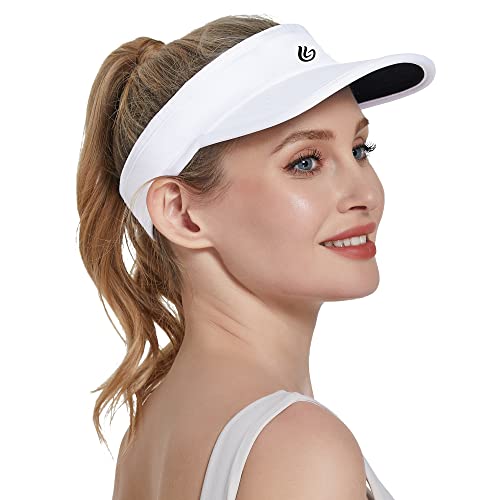 Gisdanchz Visor Cap Damen Sports Visors, Running Golf Tennis Cap Damen Herren, Schirmmütze Damen Laufmütze Herren Lauf Cap, Sonnenschild Sonnenschutz Damen Kopf Cappy Cap Damen, Weiß/Schwarz, M Cover