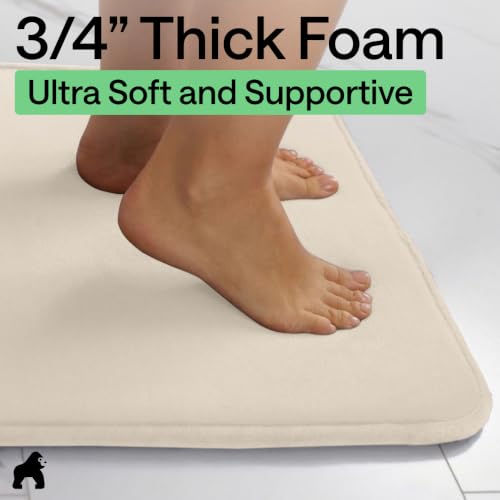 Image of GORILLA GRIP Memory Foam Bath Mat, Soft Absorbent Velvet Bathroom Mats, Durable Dots on Underside, Machine Washable Bathmat, Carpet Rug Room Decor for Shower Tub Floor RV, 42x24 Rugs, Cream