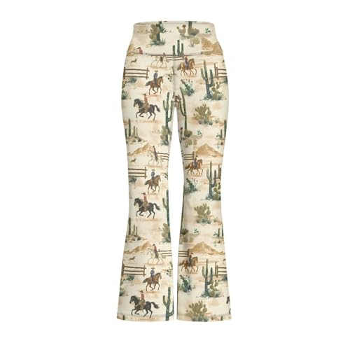 Horse Kids Flared Yoga Pants Cactus High Waisted Flare Leggings Bootcut Full Length Pants Fit Gym Workout Activewear2