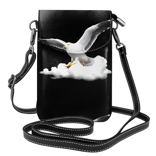 Petit sac à main pour téléphone portable en cuir pour femme avec motif mouette