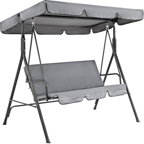 FIYSON Replacement Canopy for 2 Seater Swing, Universal Garden Chair Cover, Waterproof/UV Resistant Sun Shade for Outdoor Swing Seat Hammock (Only Canopy Cover) (Grey, 164x114x15cm)