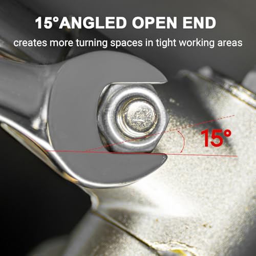Image of MAXPOWER 9 /16 Inch Combination Wrench Set, Professional Open and Box End Spanners with Mirror Finish, Made with Forged and Heat-Treated Cr-V Steel, 12-Point Design