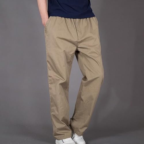 Cargo Pants for Men Elastic Waist Straight Leg Casual Trouser Lightweight Loose Comfy Work Trousers with Pockets2