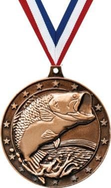 Crown Awards Largemouth BASS Medals - 2" Bronze Fishing Award Medals