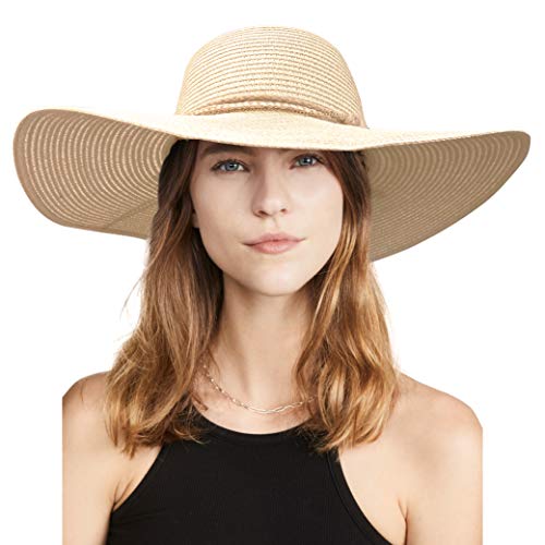 Accsa Wide Brim Beach Hats For Women Adjustable Floppy Sun Hats Foldable Straw Hat Uv Protection Summer Hat Upf 50+ Beige cover