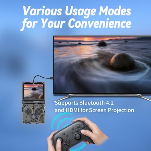 Image of Anbernic RG35XXSP Flip Retro Handheld Game with 3.5 Inch IPS Screen Linux System Built-in 64G TF Card 5532 Games Support 5G WiFi Bluetooth TV Output(Transparent Black)