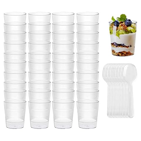 Jesdavan 48PCS Dessertbecher Plastik, 100ML Fingerfood Becher Cover