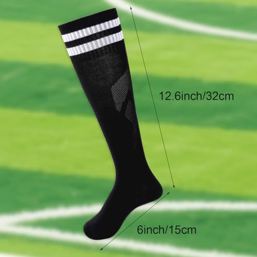 2 Pairs Kids Soccer Socks Youth Striped Knee High Football Baseball Socks for Boys Girls 6-15 Years3