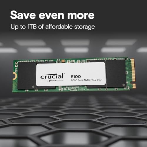 Crucial E100 2TB M.2 NVMe PCIe Gen4 Internal SSD, Up to 5,000MB/s, Laptop & Desktop Compatible - CT2000E100SSD8 - Image 2