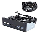 Extra USB Front Panel, USB Hub with 2-Port USB 3.0/2-Port USB 2.0/Audio Output Microphone Input USB C Port, Optical Drive 5.25-inch Panel Computer Expansion Board for Desktop