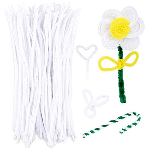 150 Pieces White Pipe Cleaners, Pipe Cleaners Chenille Stem for Creative Home Arts and Crafts Project Decoration Supplies