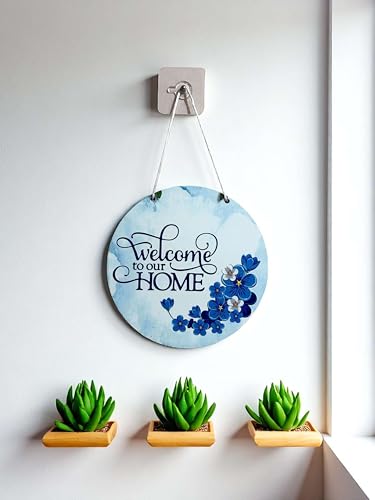 Image of DECORIQUE Wooden Wall Hanging Welcome Sign - Decorative Quote Board for Home, Door, Entrance, Hall & Office - Rustic Wall Art & Housewarming Gift Item