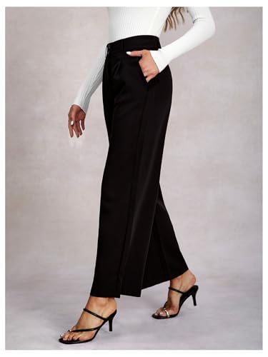 Women's Wide Leg Dress Pants High Waisted Work Business Casual Trousers with Pockets2
