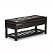 Simpli Home Cosmopolitan Storage Ottoman Bench, Espresso Brown