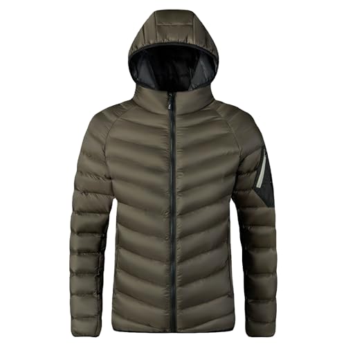 Men's Warm Waterproof Puffer Jacket Packable Down Plush Jackets Winter Coat Hooded Insulated for Travel (Green,4X-Large)
