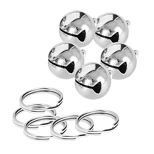 Pamtns Silberne Glöckchen Schellen 5 Stück Glöckchen Silber Hundeglocke Jagd Silber Jingle Bells Glöckchen Hundeglocken Schlüsselringe Metallglöckchen Glocke Hund für Hunde Halsband Dekor
