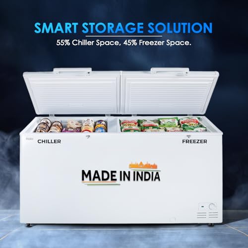 Image of Haier HFC-550CPW, Double Door Combo Freezer (Half Cooler & Half Freezer Combo), Freeze & Chill together, Dual Condenser, Metal liner & 4 Years Comprehensive Warranty (White)
