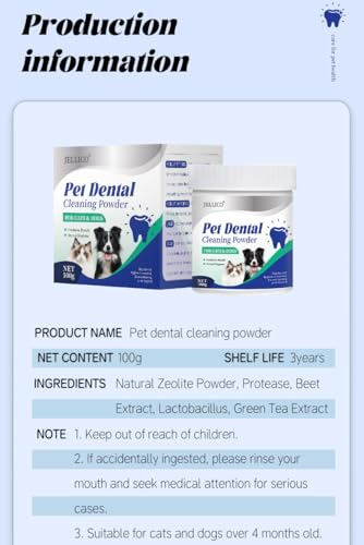 Dental Clean & Care Zahnpflege Pulver für Hunde & Katzen 100g – Effektive Zahnreinigung, gegen Mundgeruch, Zahnsteinentfernung, Dental Pulver für Hunde & Katzen, Zahnpflege Flocken für Hunde