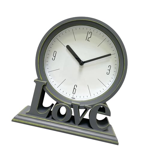 XUZHID Modern Quiet Mantels Clock Retro Love Letter Desk Clock Not Ticking Battery Operated Clock for Professional and Students