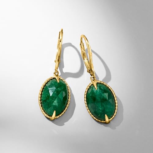 Ross-Simons 10.00 ct. t.w. Emerald Drop Earrings in 18kt Gold Over Sterling3