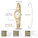 VAVC Small Gold Watches for Women,Analog Womens Watch with Stainless Steel Expansion Band,Oval Case Roman Dial,Water Resistant（5.91in-6.7in）