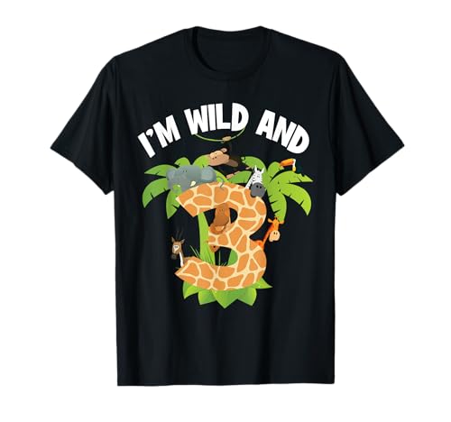 I'm Wild And 3 Years Old Zoo Theme 3er Cumpleaños Animal Party Camiseta