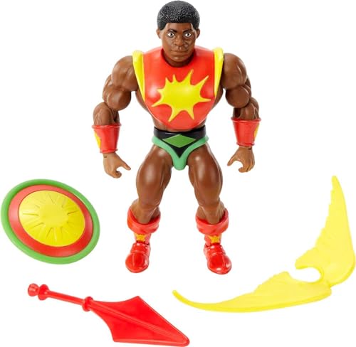 Masters Of The Universe - Origins, Personaggio Sun-Man Da 14 Cm Snodato Con Accessori, Da Collezione, Giocattolo Per Adulti E Bambini 6+ Anni, Hdr90