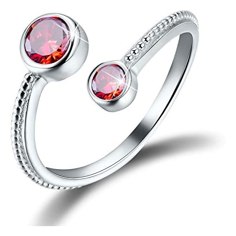 Esberry✦Gift for Christmas✦18K Gold Plated 925 Sterling Silver Birth Month Adjustable Rings for Women and Girls (January-Garnet) Cover