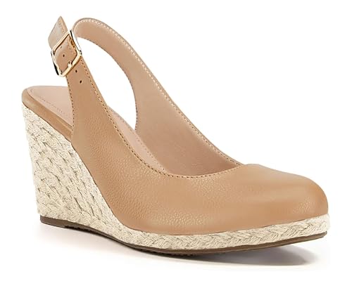 Coutgo Womens Platform Wedges Sandals Espadrilles Closed Toe Slingback Pumps