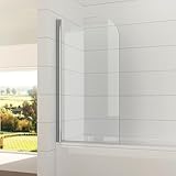 EMKE Paroi de douche pliable pour baignoire - 80 x 140 cm - Verre de sécurité trempé de 6 mm - Peu encombrant - Facile à nettoyer