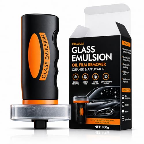 Glass Emulsion Oil Film Cleaner with Applicator Pad Streak-Free Windshield Cleaner for Car Windows Mirrors & Household Glass 100g