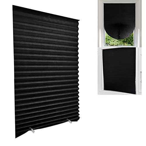 Blackout Blinds for Indoor Windows Cordless No Drill Easy Install Cut Size Pleated Paper Blinds...