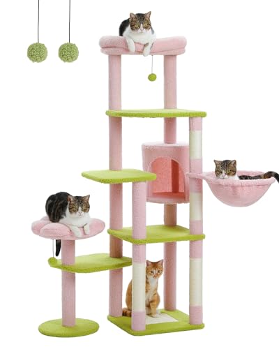 Torre para gato MUTTROS de 59 pulgadas, multi-niveles, rosa miniatura 1