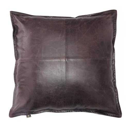 LL LEATHER LOVERS Lambskin Leather Pillow Cover - Sofa Cushion Case - Decorative Throw Covers for Living Room & Bedroom, 20x20 Inches - Dark Brown Box Pack of 1