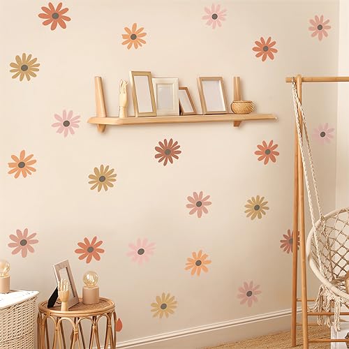 60 adhesivos vinilos para pared con flores amarillas miniatura 5