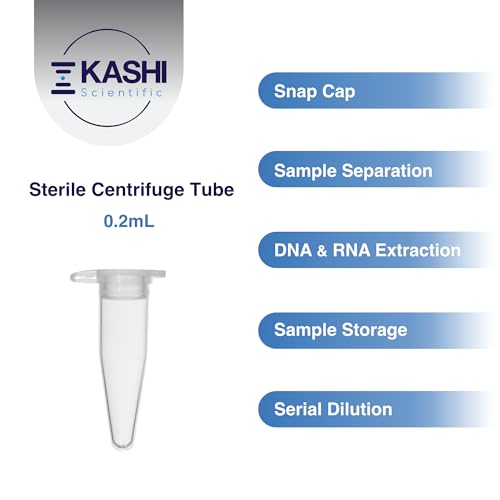 Image of Kashi Scientific 0.2mL Clear Snap Cap PCR Tube with Graduation, Lab Grade Polypropylene Plastic [0.2mL, 1000]